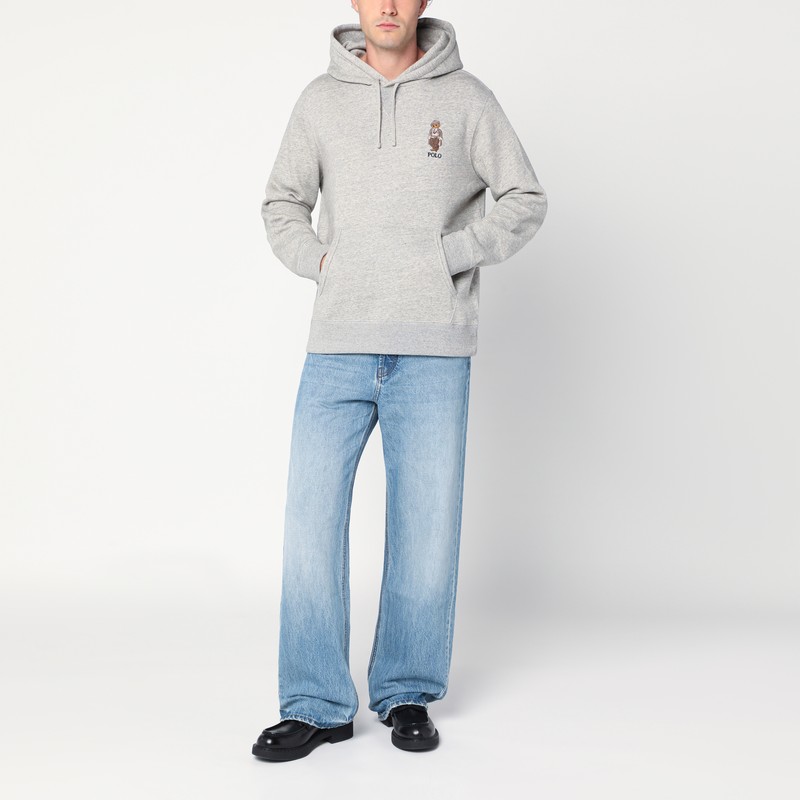 Polo Ralph Lauren Light Gray Polo Bear Hoodie In Gray