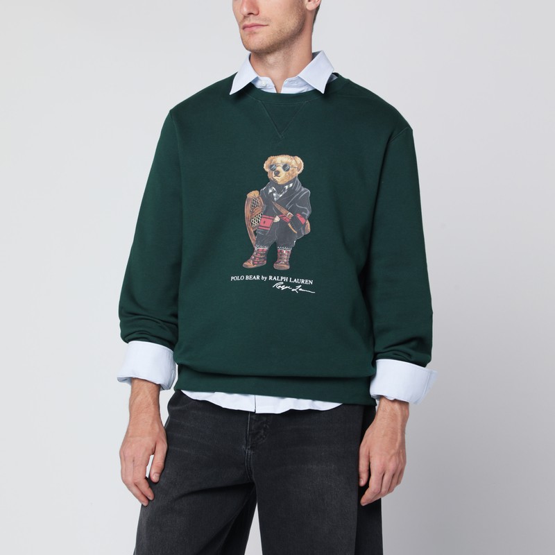 Polo Ralph Lauren Moss Green Polo Bear Sweatshirt In Multi