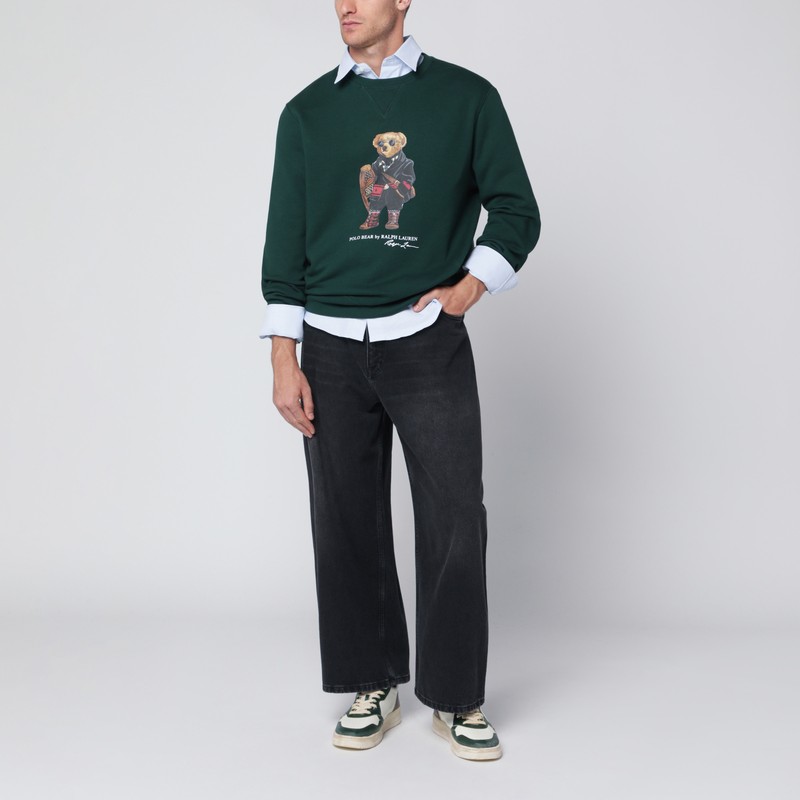 Polo Ralph Lauren Moss Green Polo Bear Sweatshirt In Multi