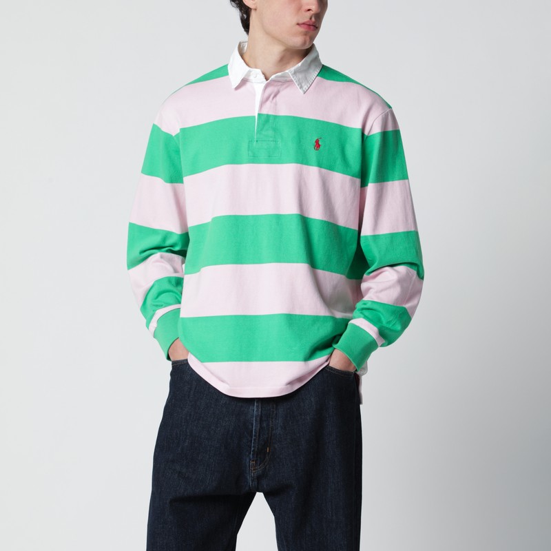 Polo Ralph Lauren Pink/emerald Green Striped Polo