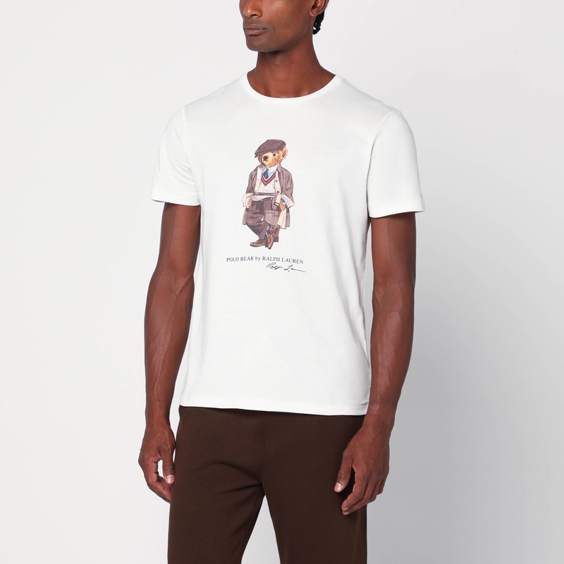 Polo Ralph Lauren White Polo Bear Custom Slim-fit T-shirt In White
