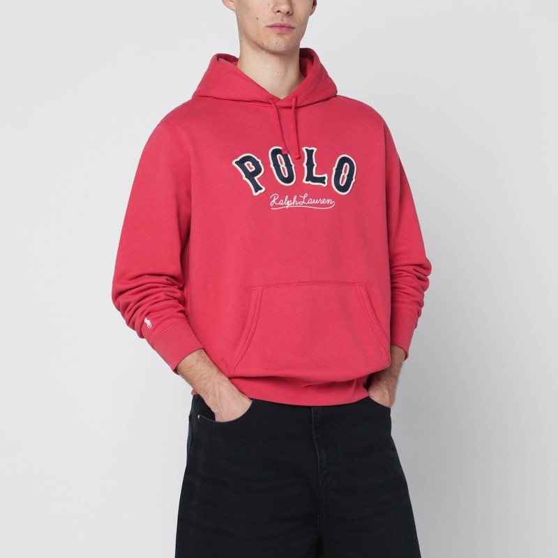 Red hoodie with embroidered logo