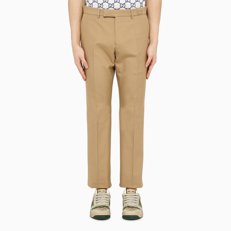 GUCCI CLASSIC BEIGE COTTON TROUSERS
