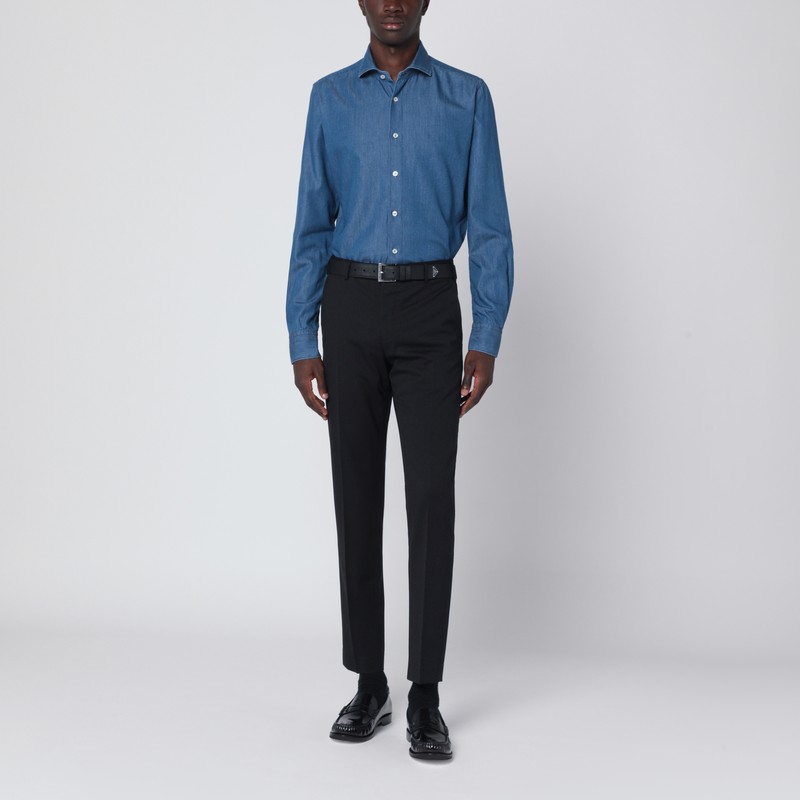 Xacus Denim Long-sleeved Shirt In Blue