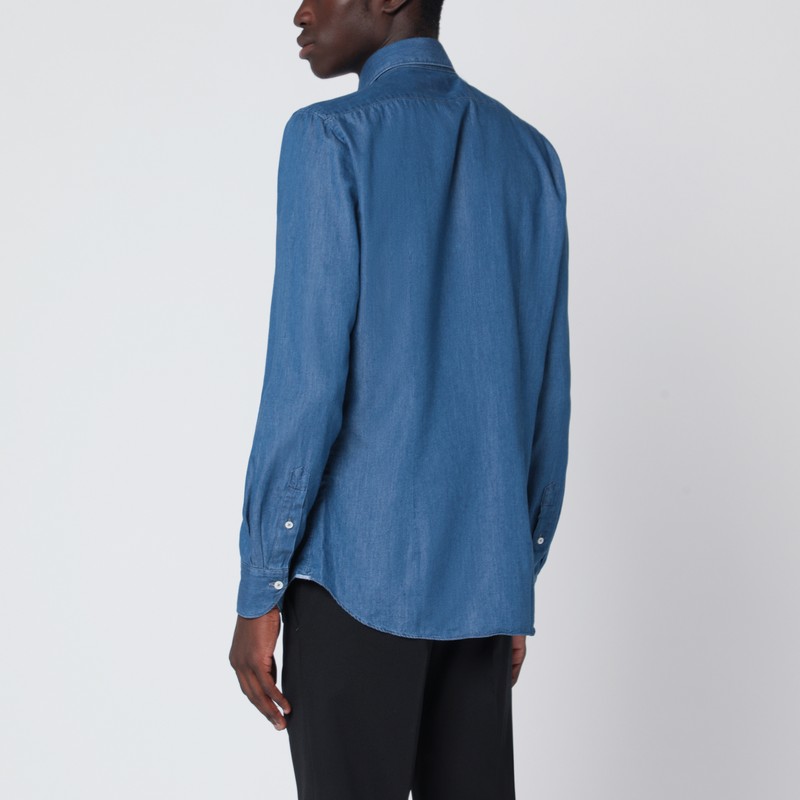 Xacus Denim Long-sleeved Shirt In Blue
