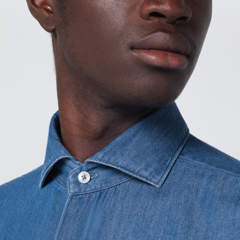 Xacus Denim Long-sleeved Shirt In Blue