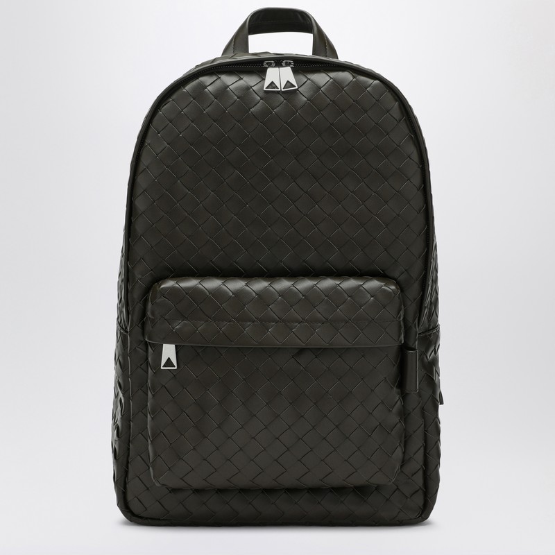Medium khaki backpack in Intrecciato