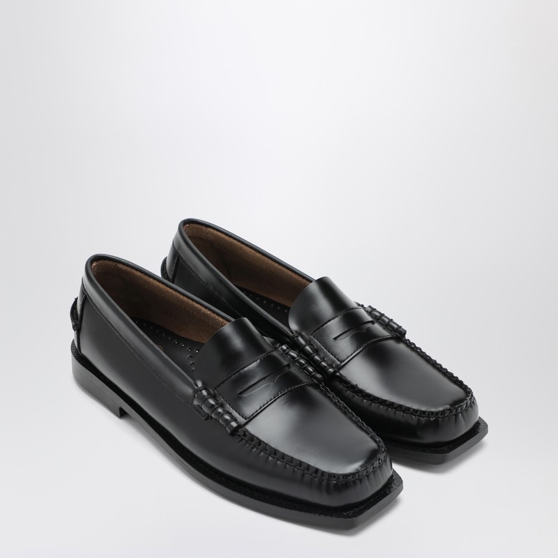 Sebago Black Pull-on Loafers In Leather Woman In Black