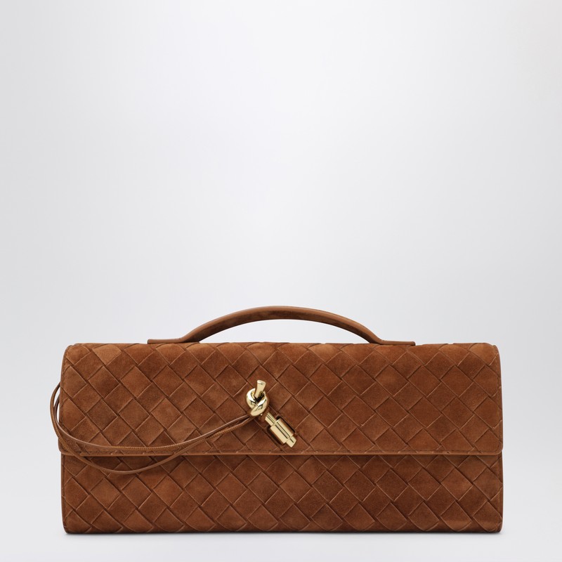 Andiamo clutch with brown suede handle