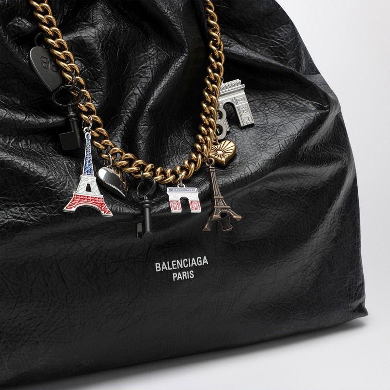 Balenciaga Crush Media Black Leather Tote Bag Women | ModeSens