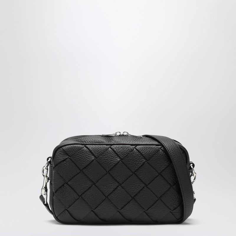 Bottega Veneta Small Black Camera Bag In Intrecciato