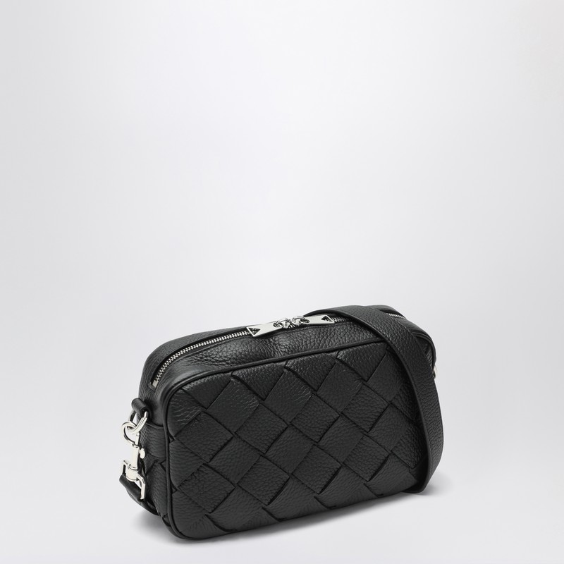 Bottega Veneta Small Black Camera Bag In Intrecciato