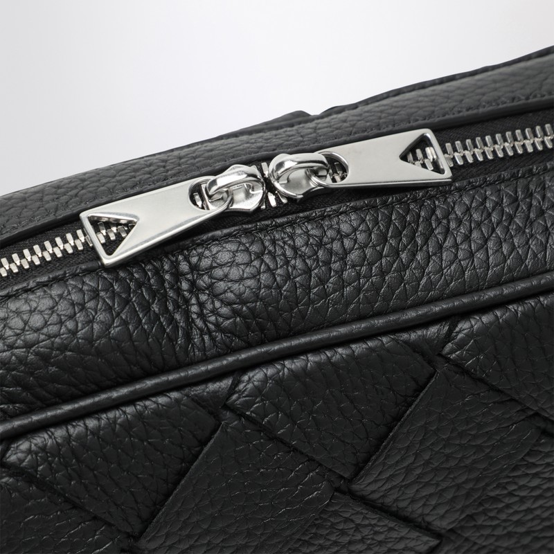 Bottega Veneta Small Black Camera Bag In Intrecciato