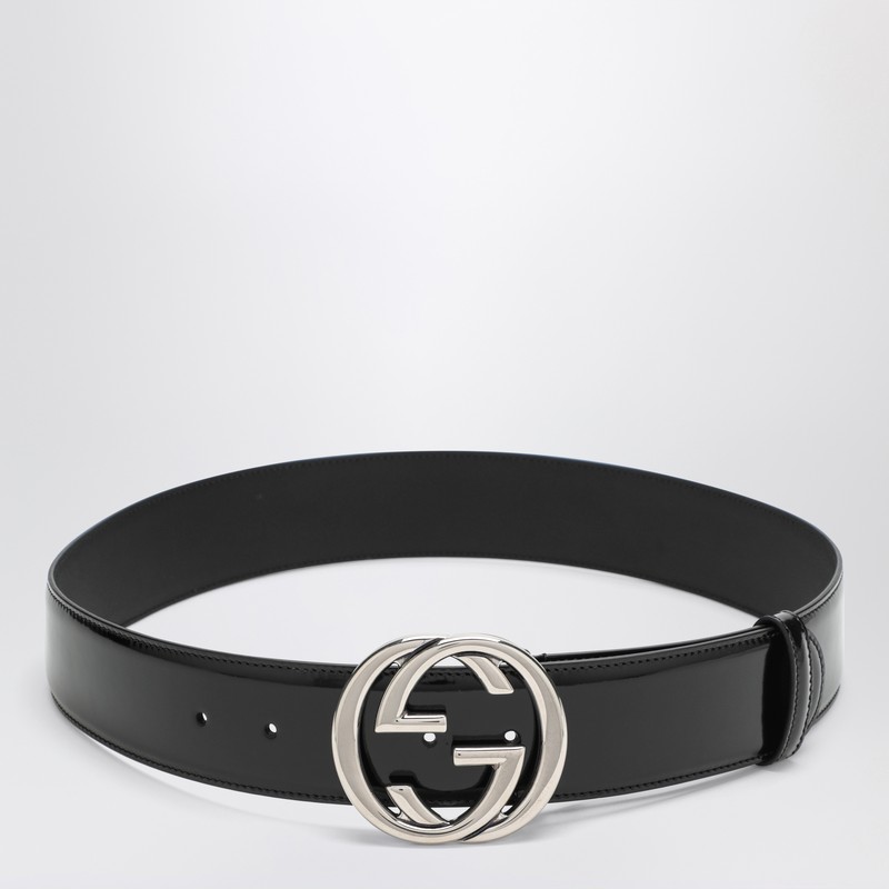 GG black leather belt