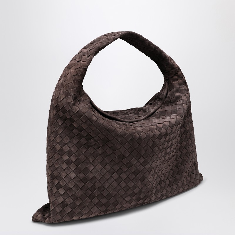 Bottega Veneta Hop Large Shoulder Bag Fondant In Suede In Brown