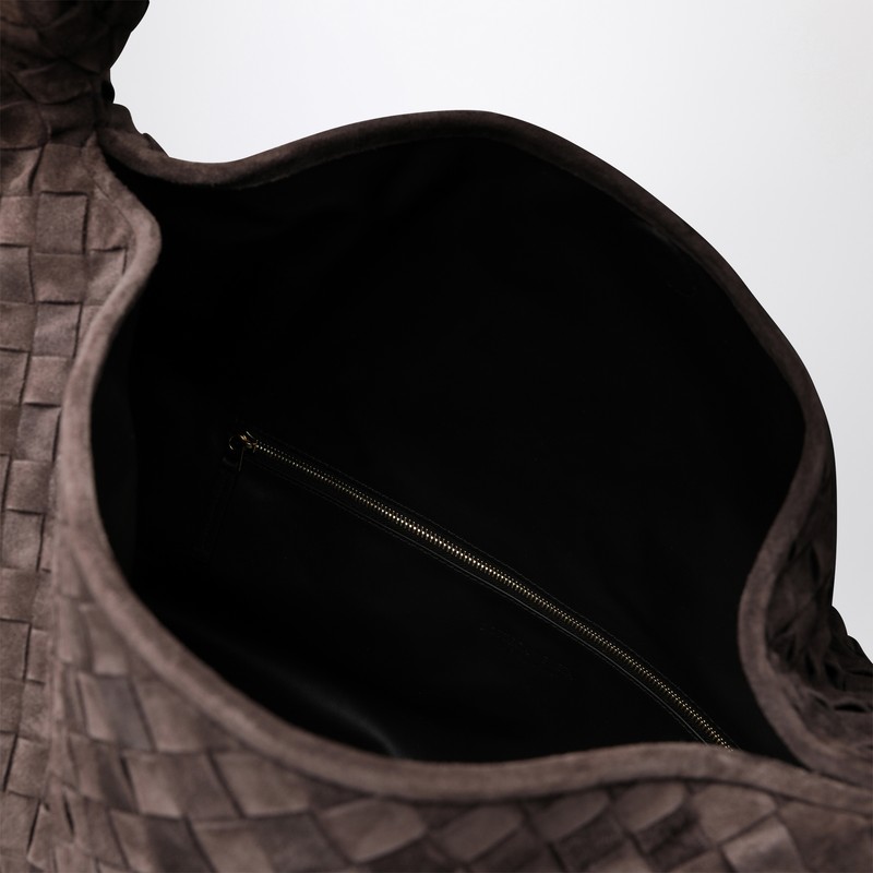 Bottega Veneta Hop Large Shoulder Bag Fondant In Suede In Brown