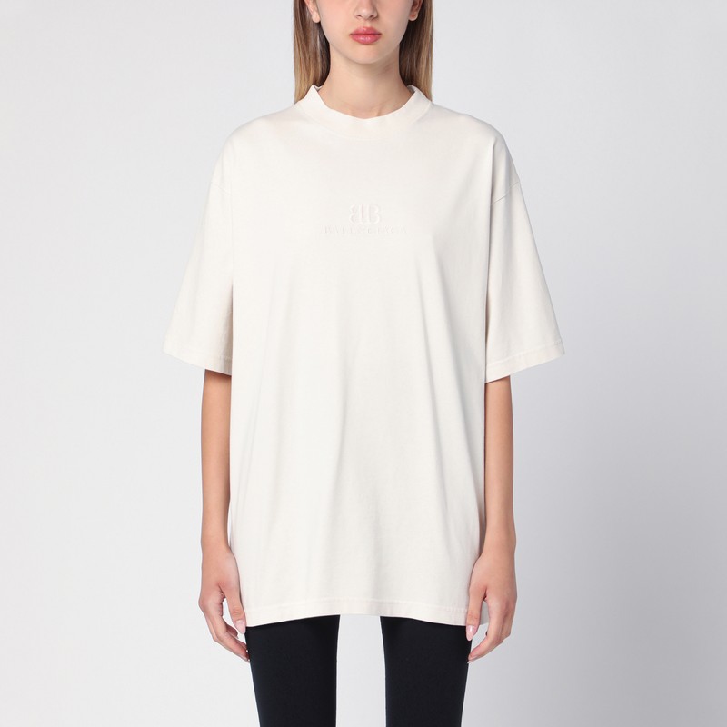 Oversized écru T-shirt with logo