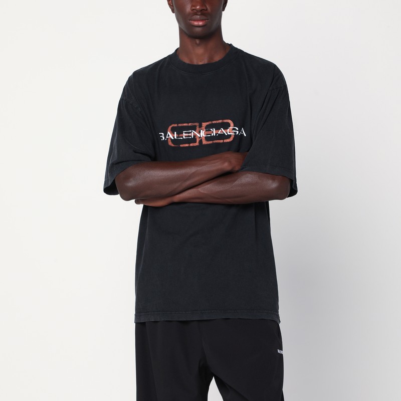 Faded black BB Icon Stencil Medium Fit T-shirt
