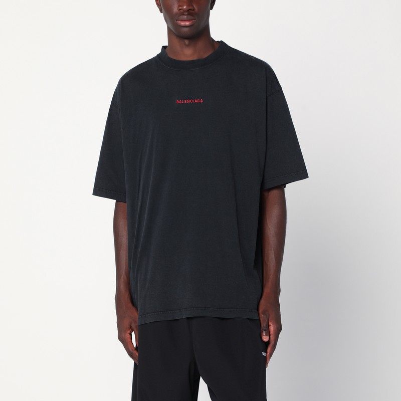 Faded black Balenciaga Back Medium Fit T-shirt