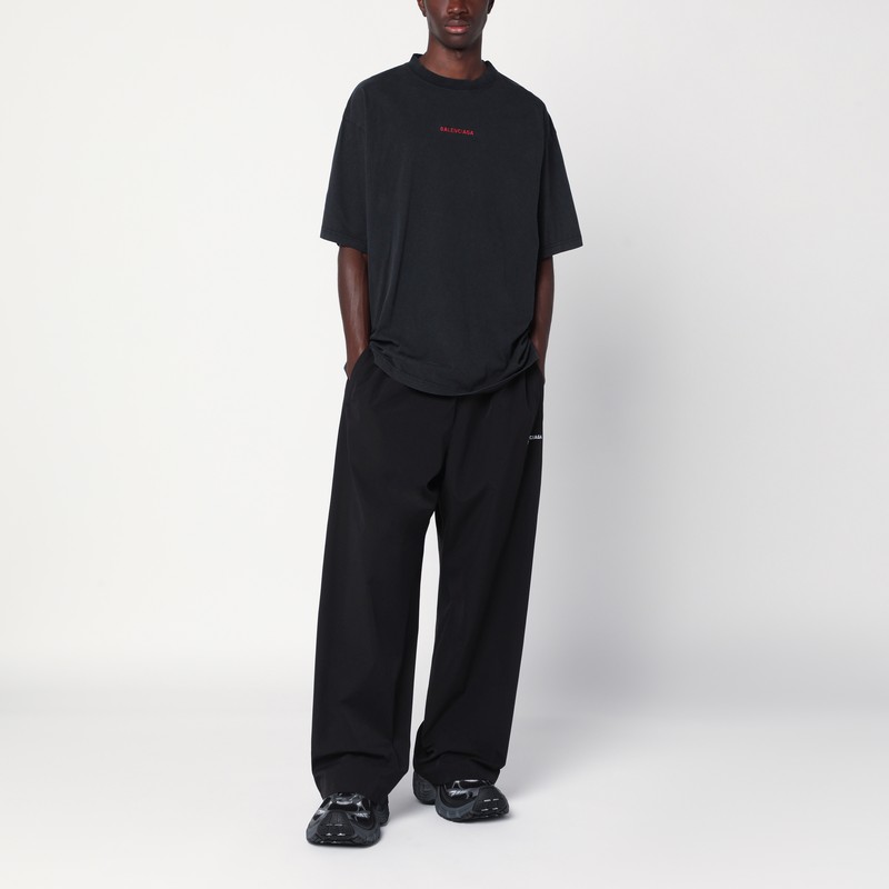 Balenciaga Faded Black  Back Medium Fit T-shirt In Black