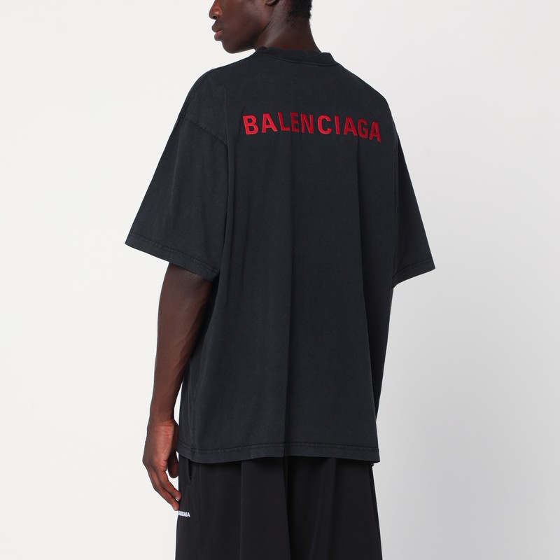 Balenciaga Faded Black  Back Medium Fit T-shirt In Black