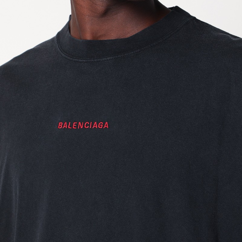 Balenciaga Faded Black  Back Medium Fit T-shirt In Black