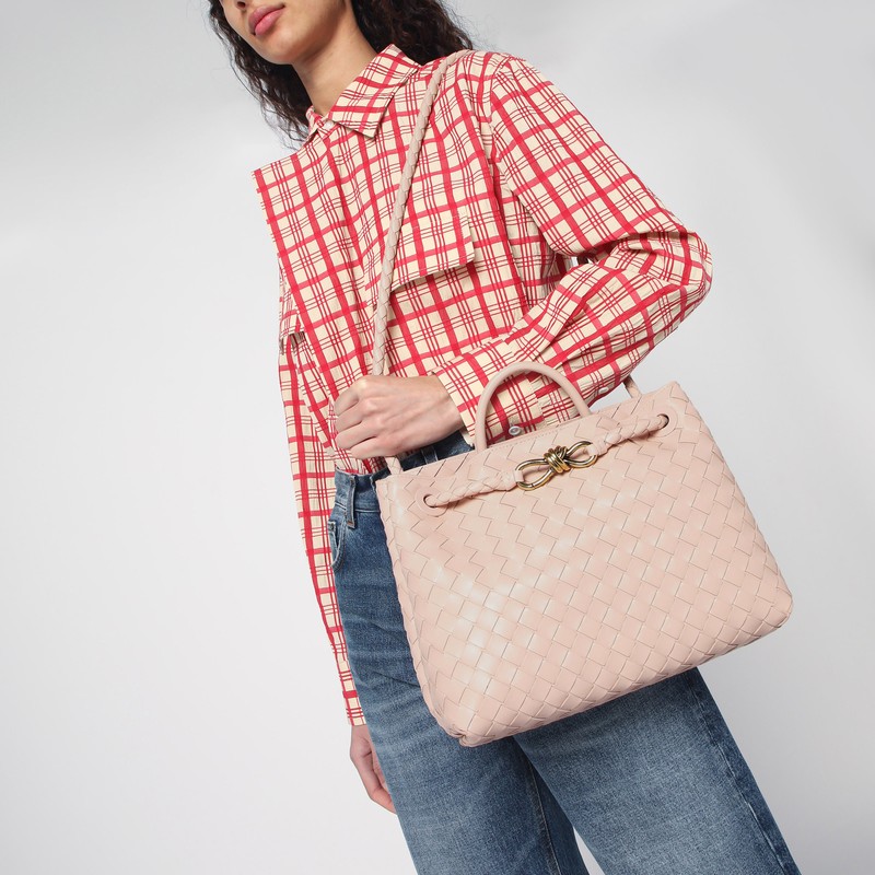 Bottega Veneta Small East-west Andiamo Bag In Pink
