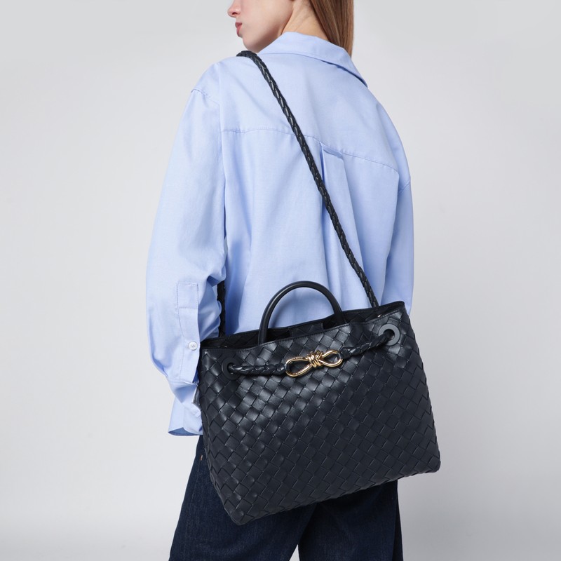 Bottega Veneta Medium Andiamo Bag In Midnight Blue In Black