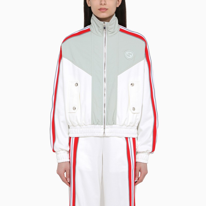 White/grey/red sweatshirt in technical jersey