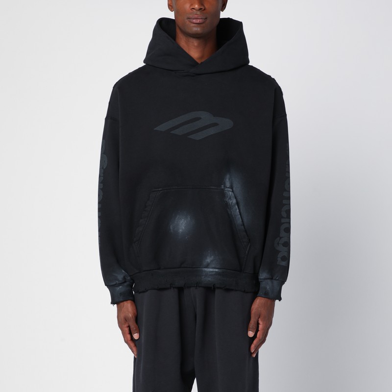 3B Stencil hoodie black with spots