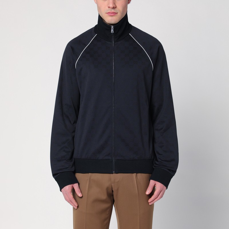 Navy blue sweatshirt in GG jacquard