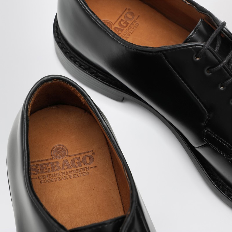 Sebago Black Milton Gyw Derby Shoes In Leather In Black