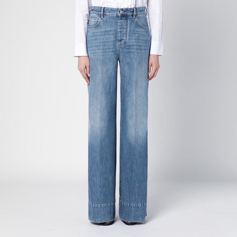 Bottega veneta wide leg jeans aus blauem denim