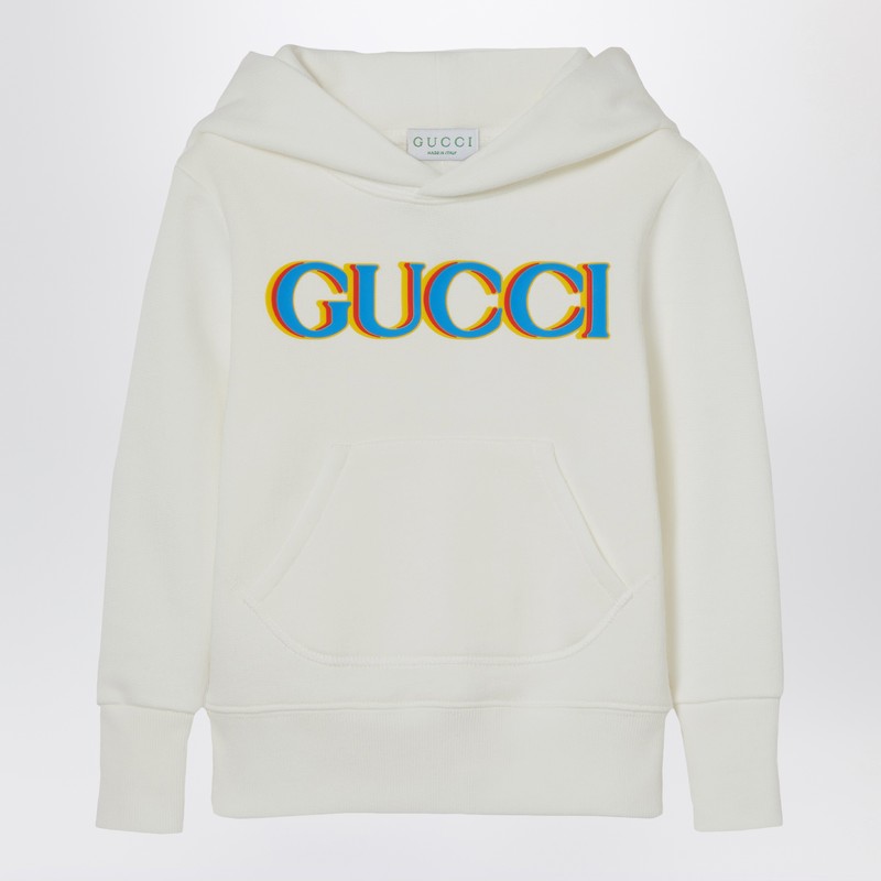 Felpa con cappuccio bianca con logo - GUCCI - Modalova