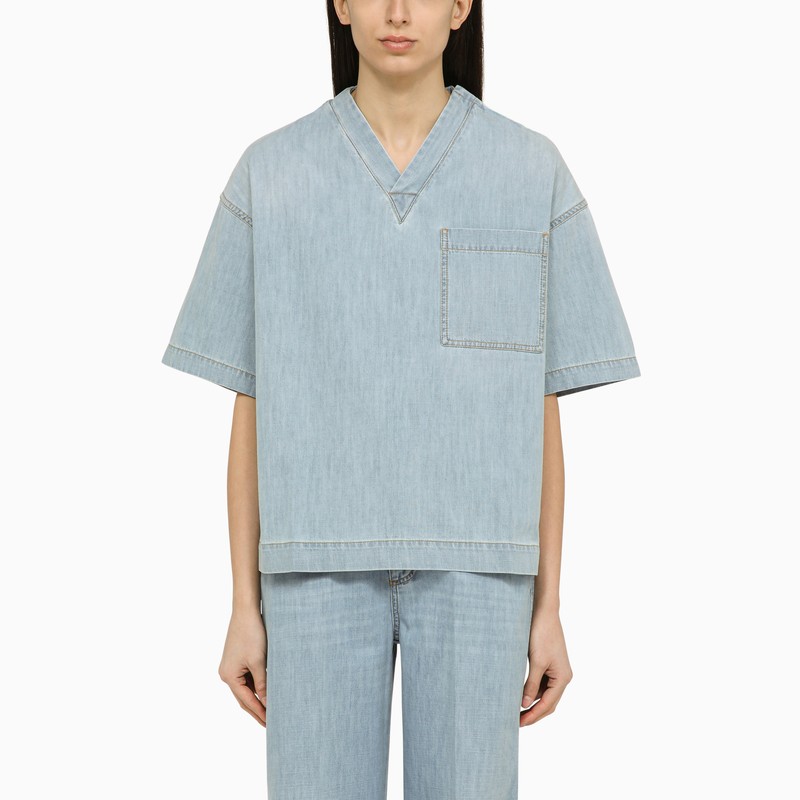 Shop Bottega Veneta Denim Light Bleach T-shirt In Blue