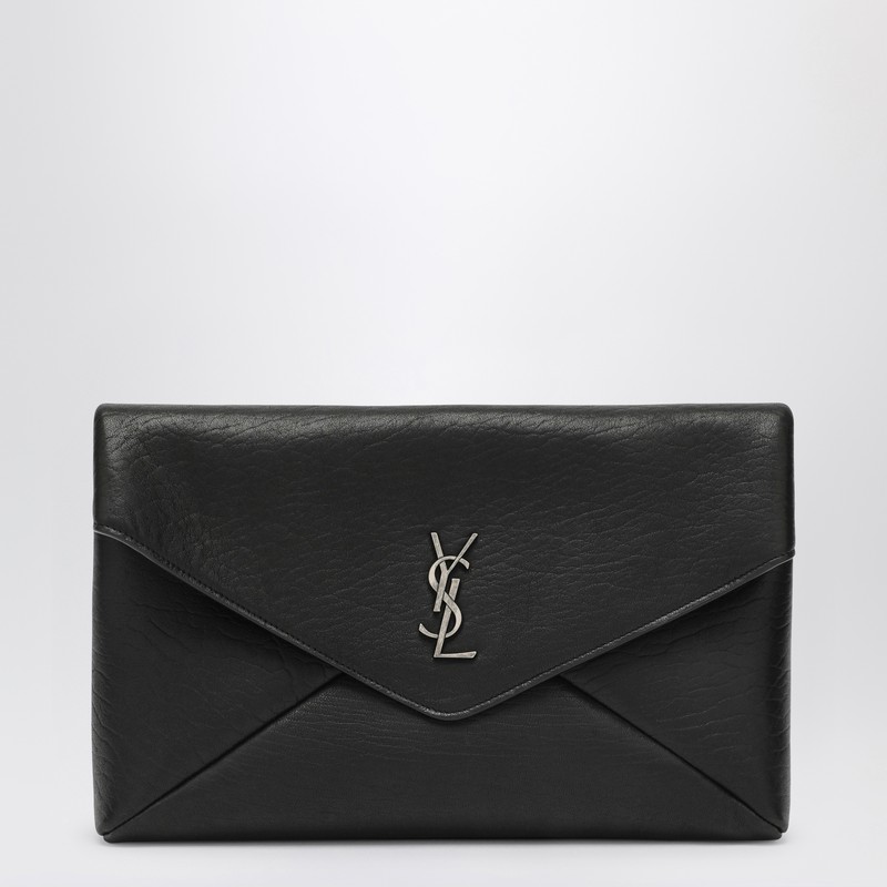 Cassandre large black Envelope clutch bag with logo