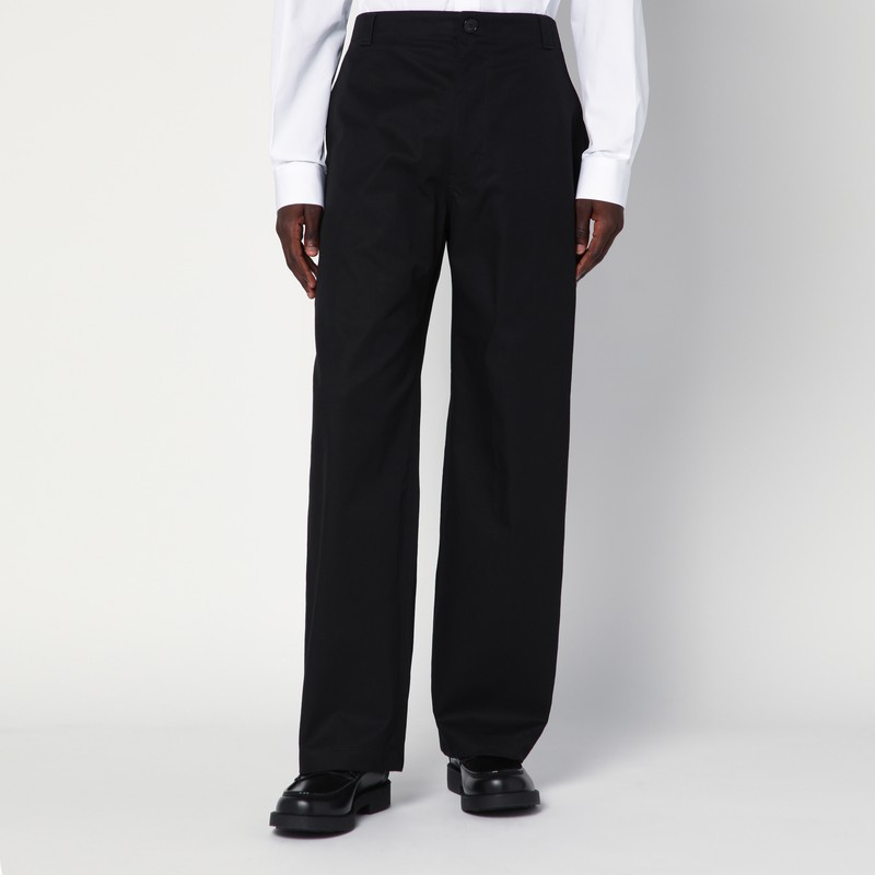 Black cotton pants with Web detail