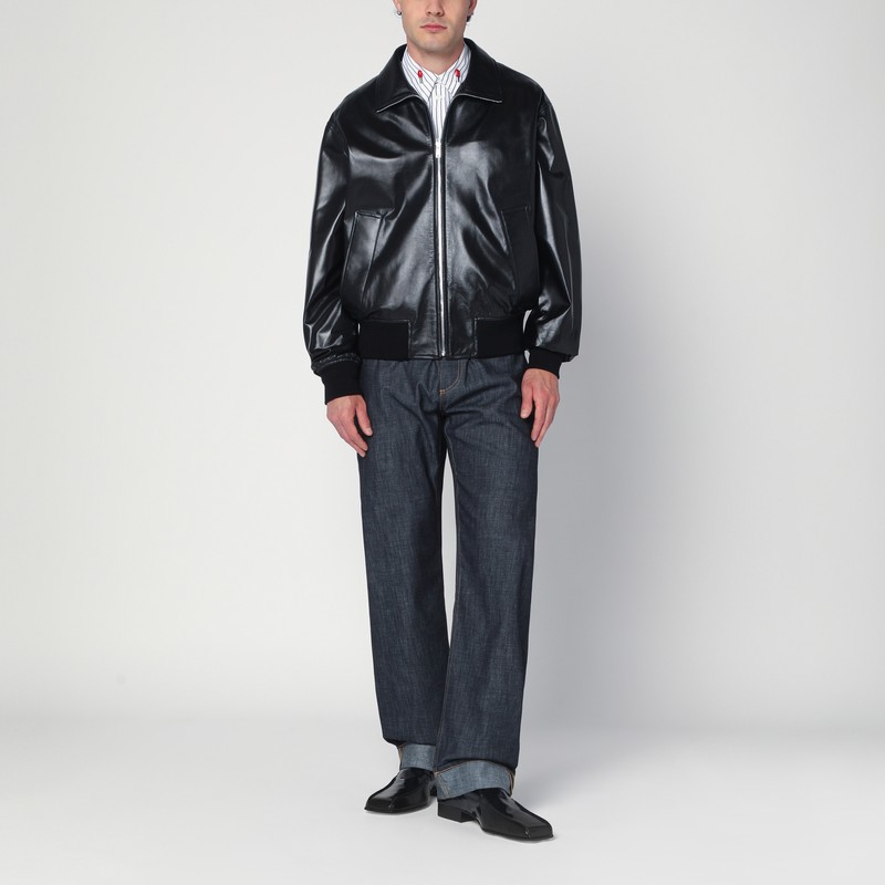 Bottega Veneta Nappa Leather Coat With Classic Collar In Black