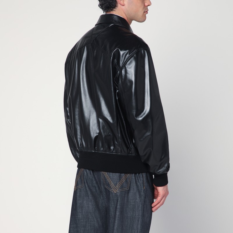 Bottega Veneta Nappa Leather Coat With Classic Collar In Black