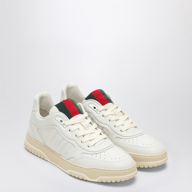 Gucci Re-web White Low Top Sneakers With Web Detail And Embossing In Leather Woman
