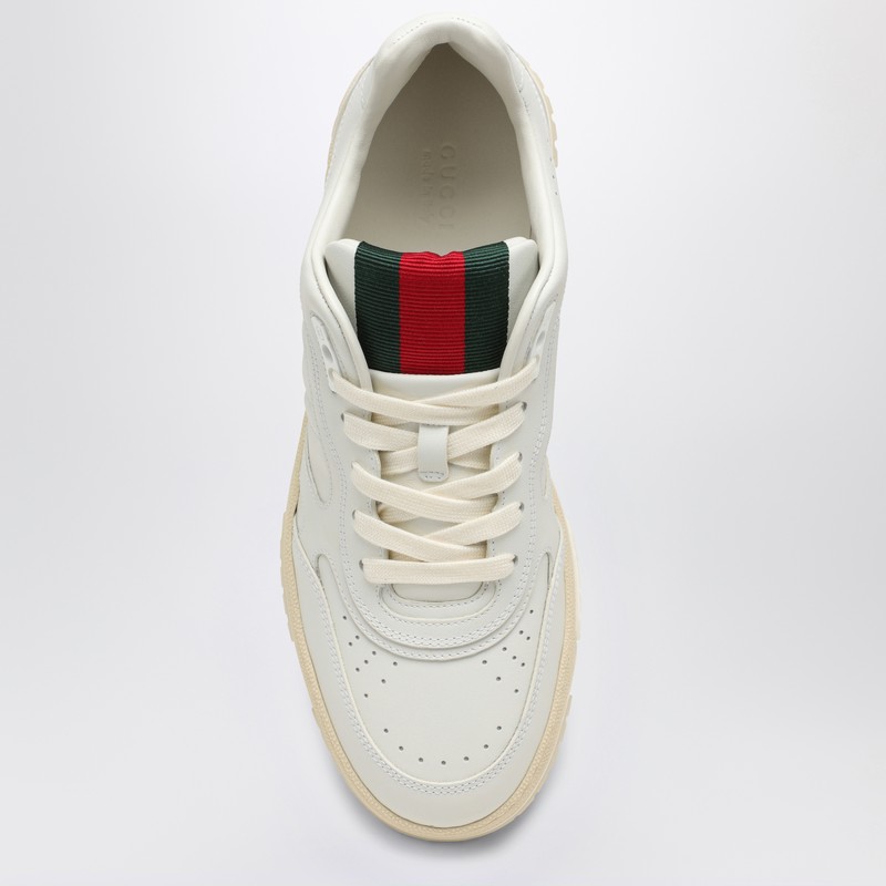 Gucci Re-web White Low Top Sneakers With Web Detail And Embossing In Leather Woman