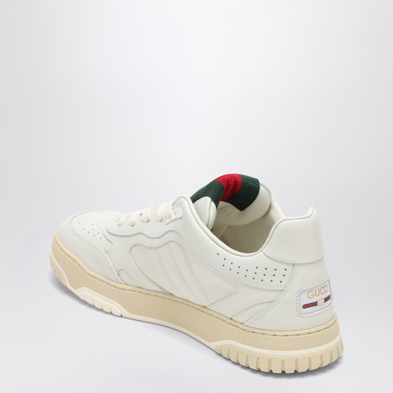 Gucci Re-web White Low Top Sneakers With Web Detail And Embossing In Leather Woman
