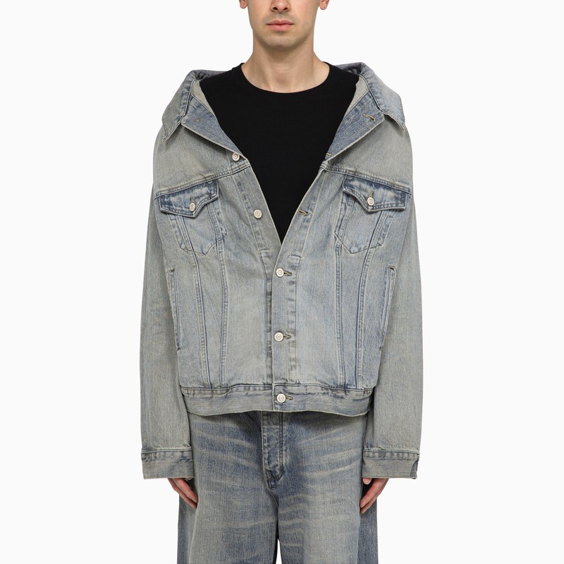 Balenciaga Off-the-shoulder Jacket In Blue