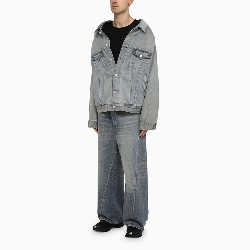 Balenciaga Off-the-shoulder Jacket In Blue