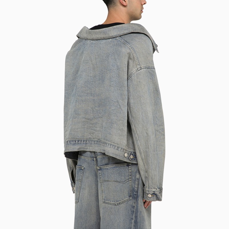 Balenciaga Off-the-shoulder Jacket In Blue