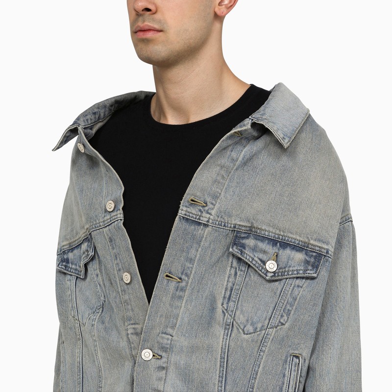 Balenciaga Off-the-shoulder Jacket In Blue