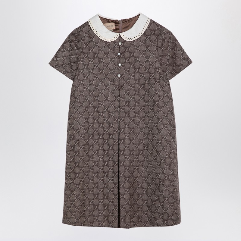 Brown wool dress with GG pattern