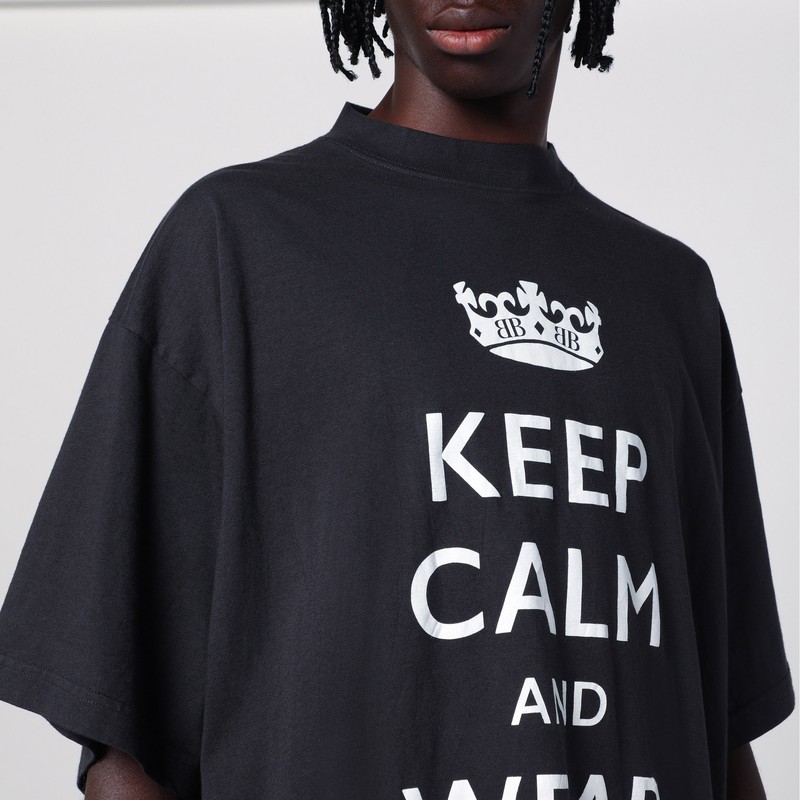 BALENCIAGA Keep Calm オーバーサイズTシャツ ブラック ホワイト 0400022070139_BLACKFADED?wid=