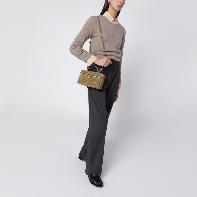 Bottega Veneta Bang Bang Vanity Case Mud Suede Bag In Green