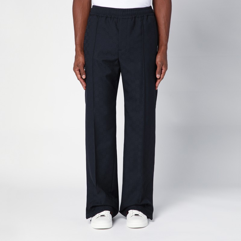 Dark blue GG jacquard trousers